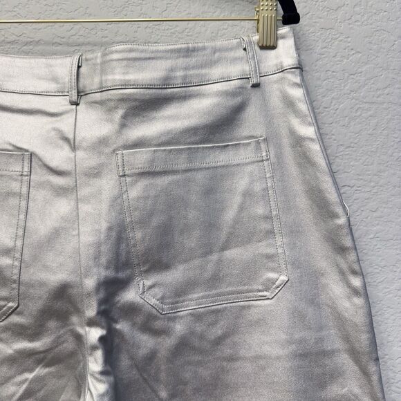 Edit By Nine Shining Star Women’s High Waist Silver Metallic Pants Size Large - Picture 10 of 16